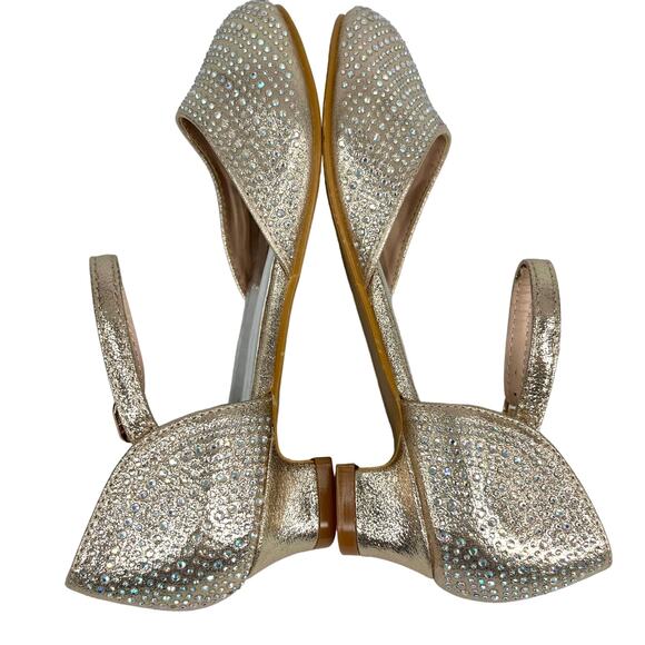 Badgley Mischka Girls Metallic Dress Shoes 3 Rhinestones Light Gold BM84031 - Picture 6 of 14